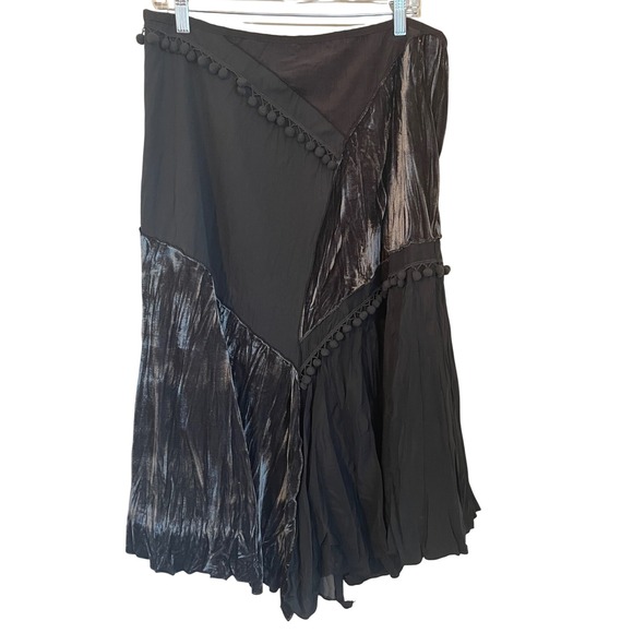 Linea Domani Size 8 Asymmetric Gray Velvet Mixed Media Skirt Boho Whimsigoth - Picture 1 of 7